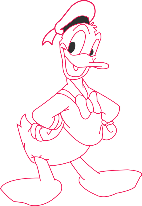 Duck, Donald, Pato, Cartoon, Outline, Old, Disney - Donald (497x720), Png Download