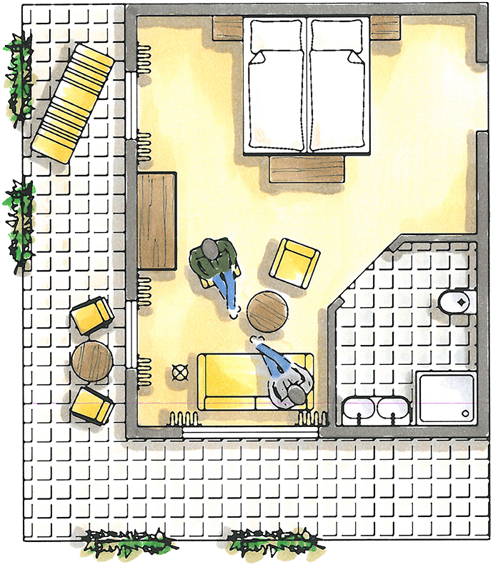 Facing South West Large Balcony, Suite With Sleeping/living (720x881), Png Download