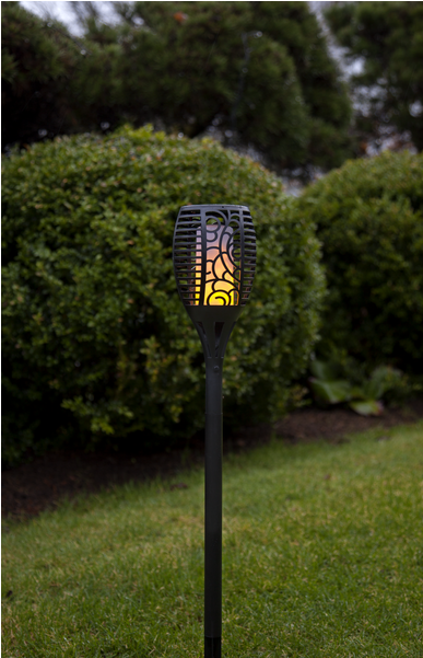 Solar Torch Flame - Lykta Led Svart (600x600), Png Download