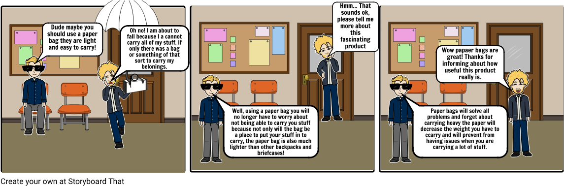Paper Bags - Cartoon (1164x385), Png Download