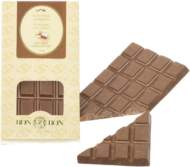 Cherry & Coconut Milk Chocolate Bar (1024x1024), Png Download