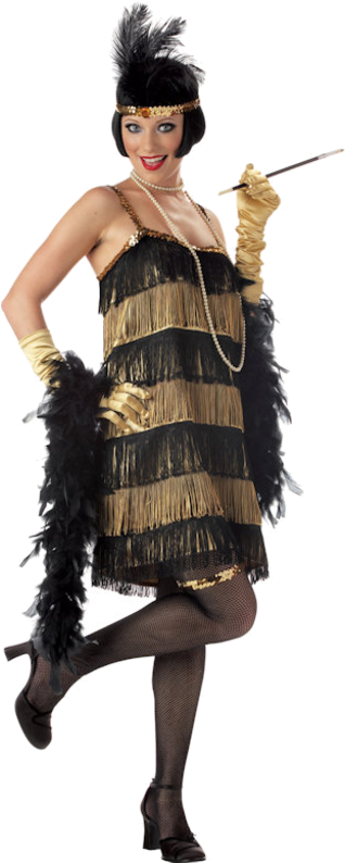 Gold And Black Flapper Costume Flapper Costumes « Needs - Jazz Time Flapper 1920s Costume (500x793), Png Download