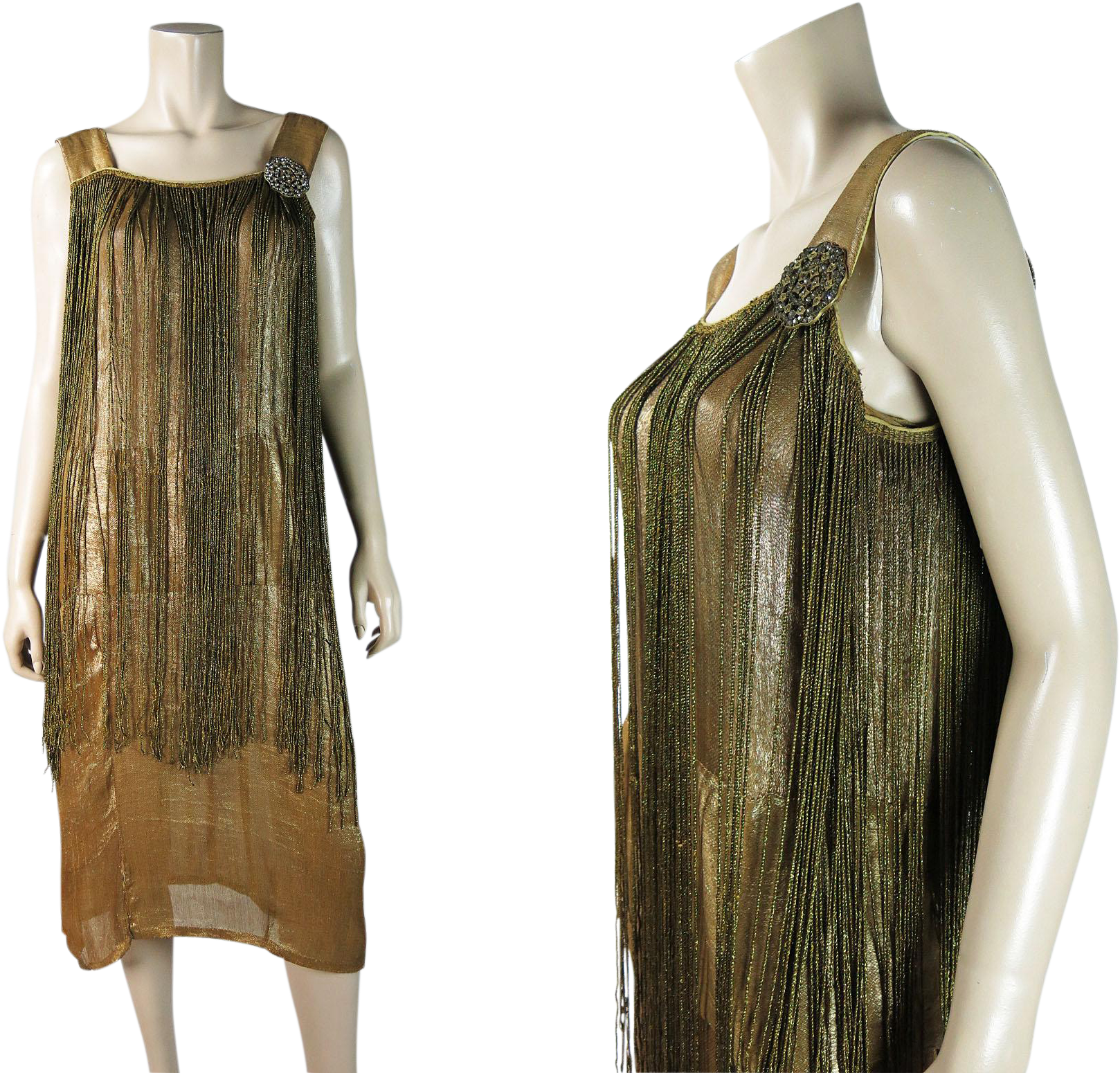 1920's All Lamé Flapper Dress With 31 Inches Of Braided - Flapper (1617x1617), Png Download