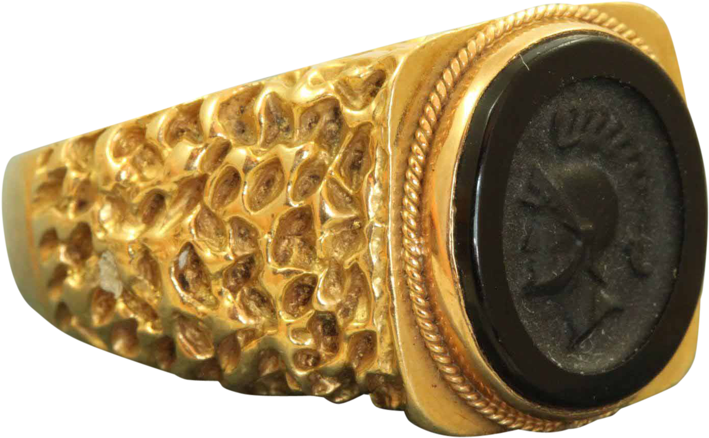 Estate 18 K Onyx Intaglio Roman Soldier Ring (1383x1383), Png Download