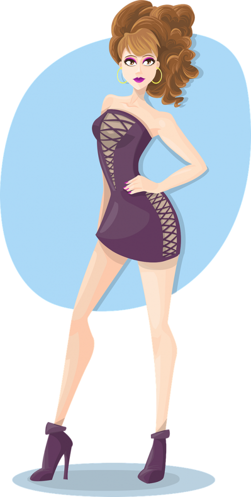 Party Girl Vector Png (500x987), Png Download