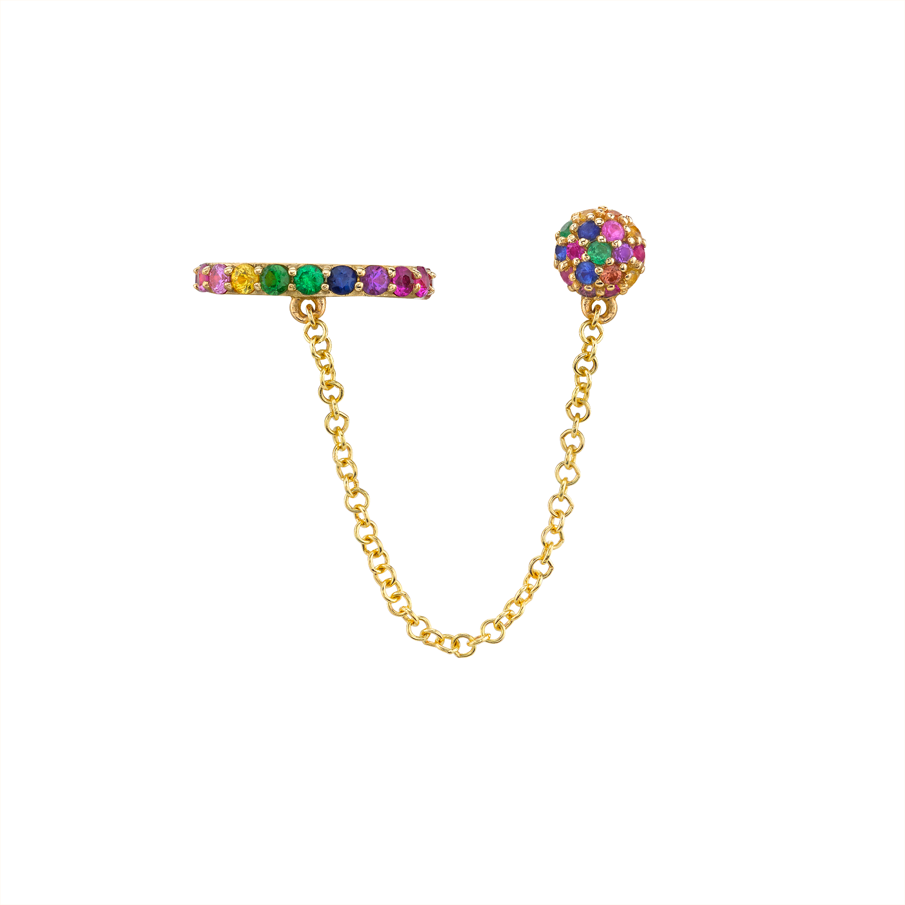 Rainbow Connected Cuff - Pave Stud Earrings (1800x1800), Png Download