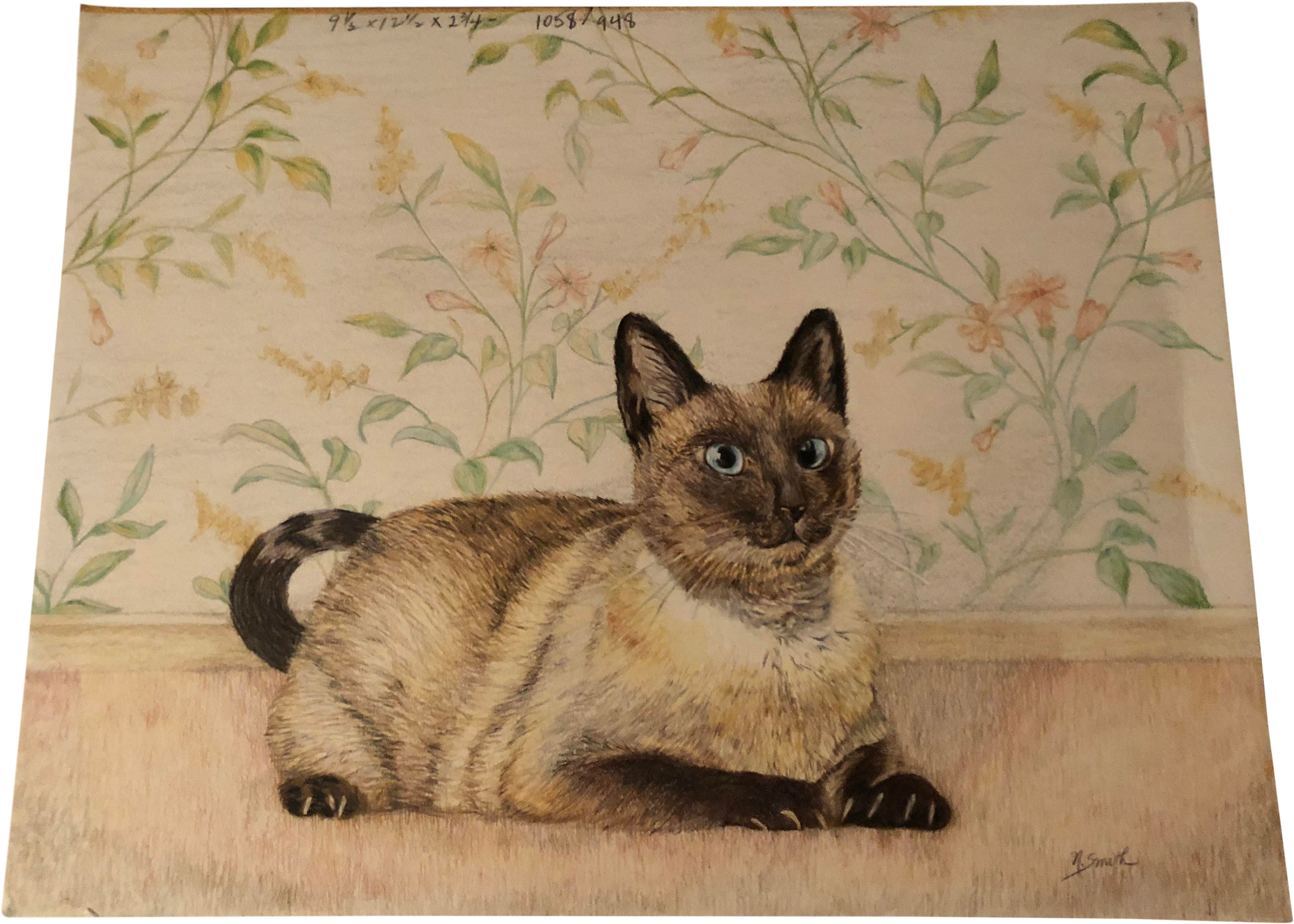 House Cat Original Colored Pencil Drawing Of A Siamese - House Cat Art Print - Mini By Nancy Smith (3864x2760), Png Download
