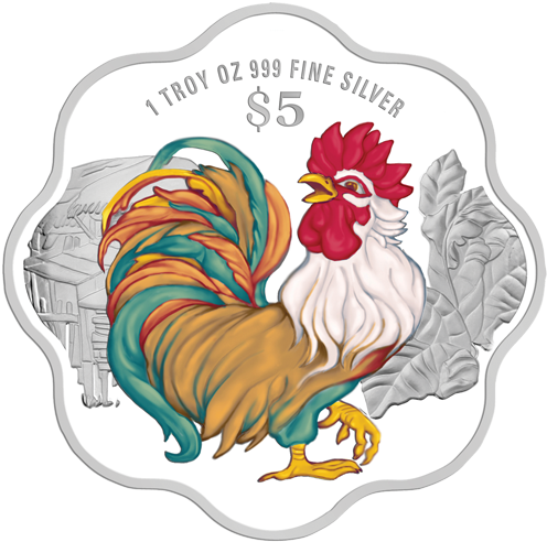 Singapore 2017 Year Of The Rooster Colored Proof Silver - Coin (600x800), Png Download