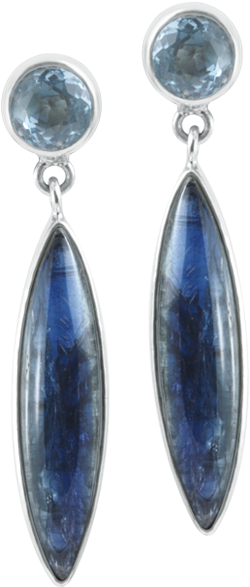 Blue Topaz & Kyanite Sterling Silver Earrings - Earring (600x600), Png Download