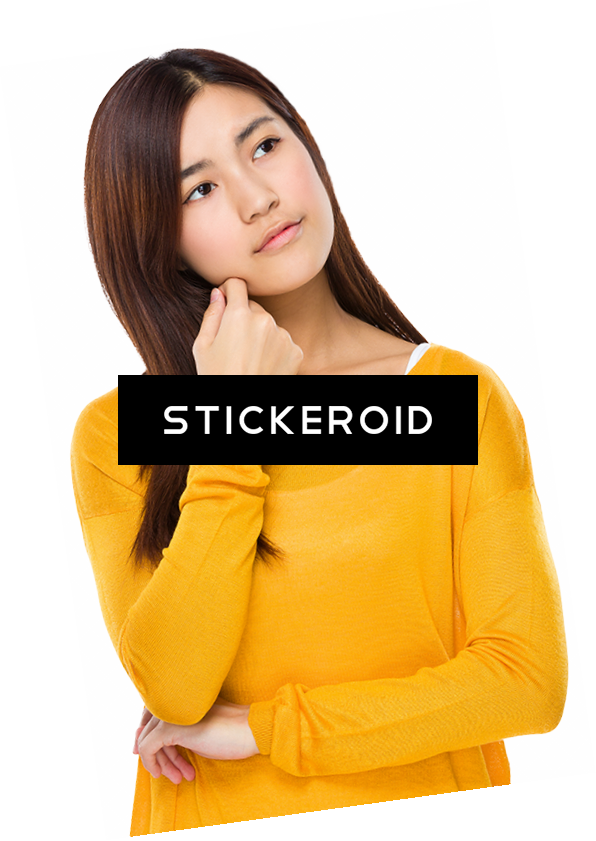 Thinking Girl Woman - Girl (596x841), Png Download