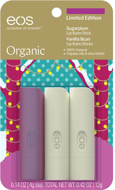 Vanilla Bean & Sugarplum Sticks 3-pack - Eos Lip Balm (741x741), Png Download
