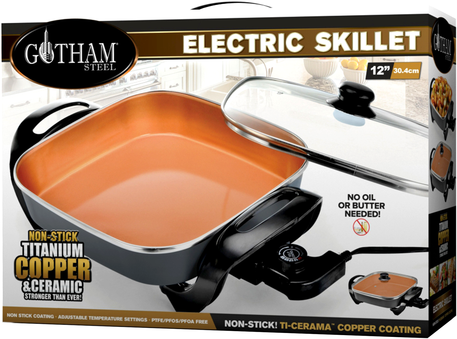Gotham Steel Electric Skillet, With Non Stick Ti Cerama - Gotham Steel Electric Skillet (1600x1174), Png Download