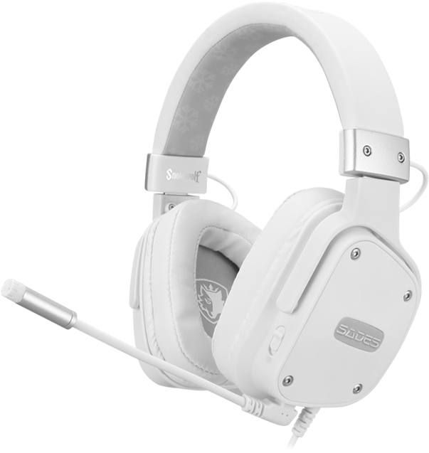 On-headset Microphone Mute Controller - Sades Snowwolf Gaming Headset (695x695), Png Download