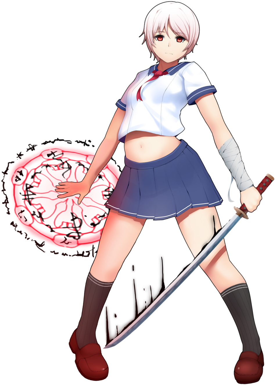 Japanese School Girl With Sword - Cartoon (1000x1353), Png Download