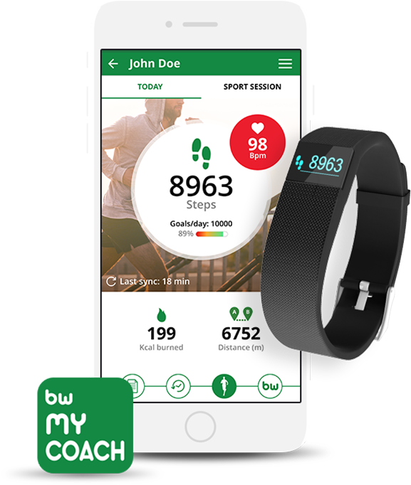 Activity Heart Rate And Sleep Tracker Bewellconnect - Bewell Bracelet Connecté Tracker D'activité My Coach (588x718), Png Download
