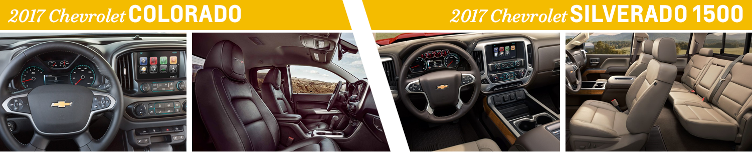 Compare 2017 Chevy Colorado Interior Vs Chevrolet Silverado (1500x305), Png Download