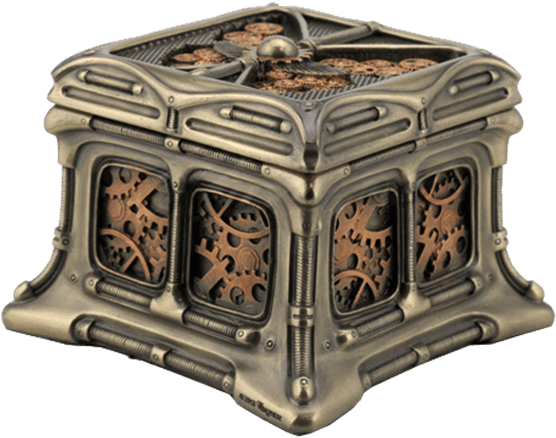 Bronze And Copper Steampunk Butterfly Trinket Box - Steampunk Butterfly And Gears Trinket Box (555x555), Png Download