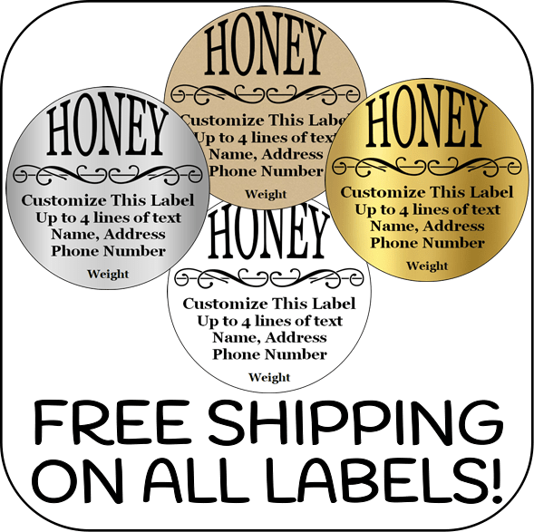 Honey Jar Top Address Labels - Honey (589x587), Png Download