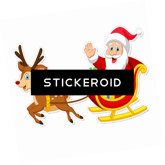 Santa - Rudolph Pulling Santa's Sleigh (577x578), Png Download