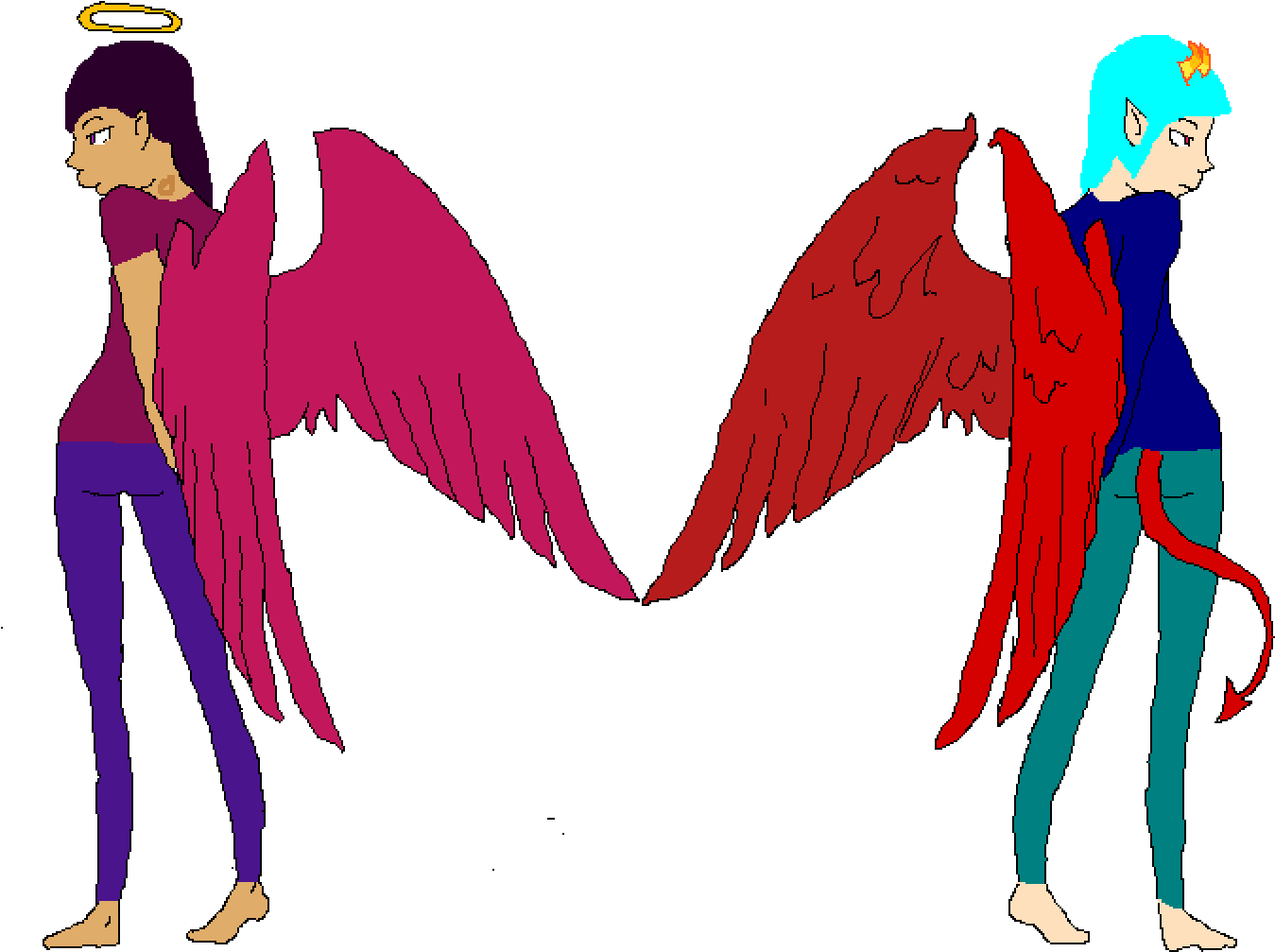 Abby And Emmaline Angel Vs Demon - Person (1380x1016), Png Download
