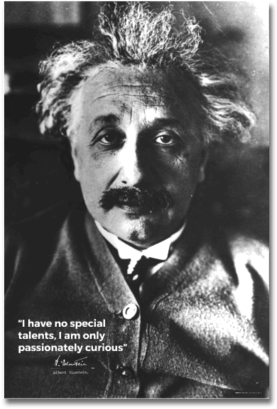 Albert Einsten Curious Quote Poster - Theory Of Relativity (600x600), Png Download