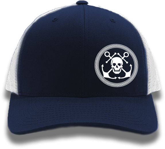 Navy Anchor & Skull Flexfit Trucker Hat - Pirate (600x600), Png Download