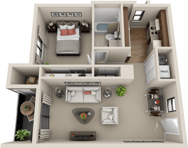 The A Floor Plan At Cherry Creek Apartments In Riverdale, - Cherry Creek Apartments (1000x667), Png Download