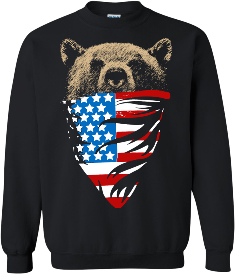 Bear Wearing American Flag Bandanna Sweatshirt - Grizzly Bear With American Flag (960x960), Png Download