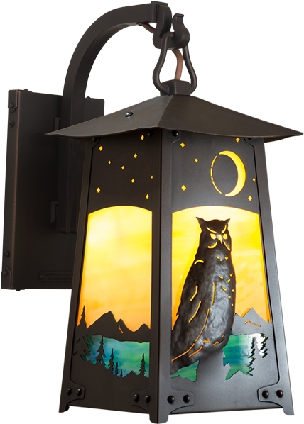 Baldwin Series Hook Arm Mount With Great Horned Owl - Ceiling Fixture (600x600), Png Download