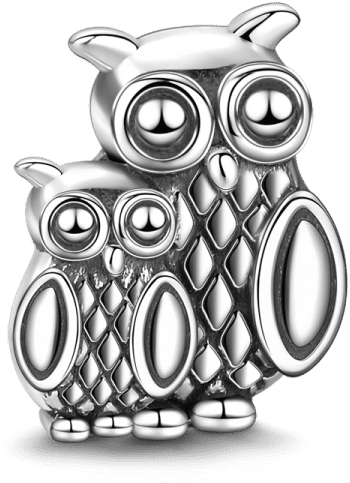Owl Charm Sterling Silver Png Great Horned Owl Charm - Love (750x750), Png Download