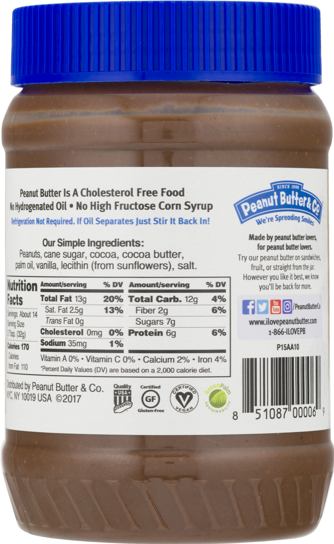 Peanut Butter & Co Dark Chocolate Dreams Peanut Butter, - Peanut Butter & Co (1800x1800), Png Download