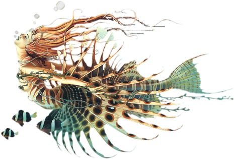 Visit - Lionfish Mermaid (500x346), Png Download