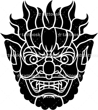 Arm Tattoo Designs Png Pics Photos - Japanese Demon Face (402x450), Png Download