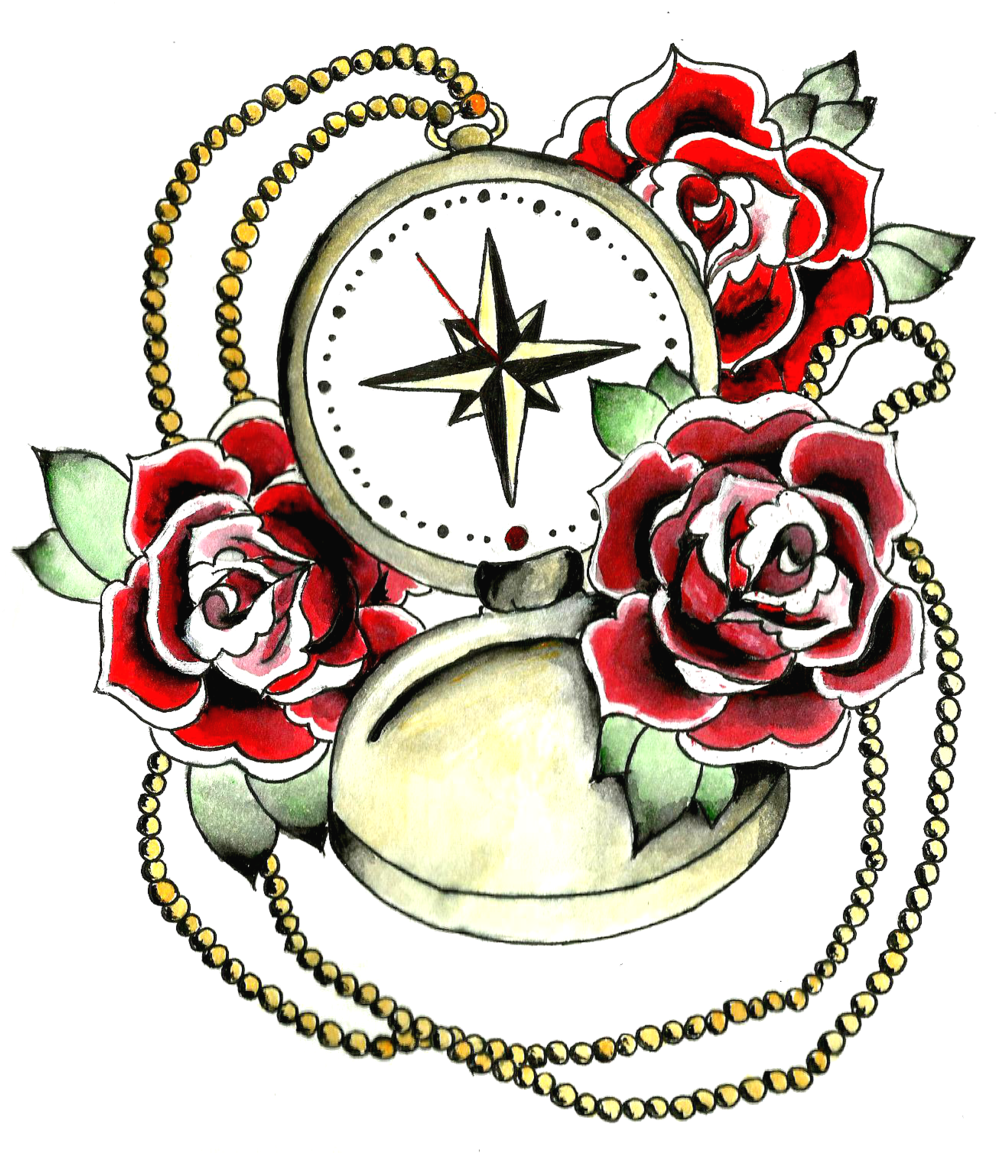 Compass Rose Tattoo Design By Azuresweet-d6xgv99 - Compass And Roses Tattoo Design (1024x1152), Png Download