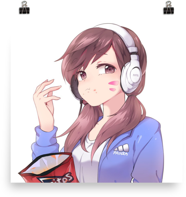 Va Eating Doritos - Cool Drawing Of D Va (1000x1000), Png Download