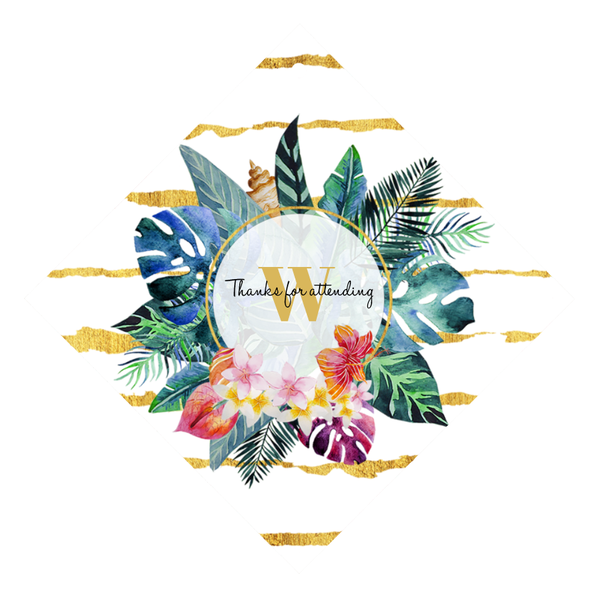 Tropical Flowers - Wine Label (840x840), Png Download