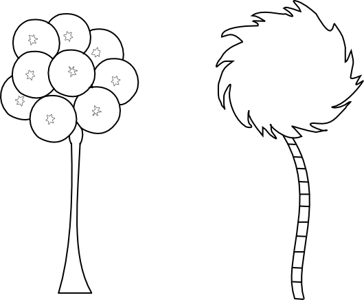 Download Wallpaper - Truffula Tree Black And White (530x436), Png Download