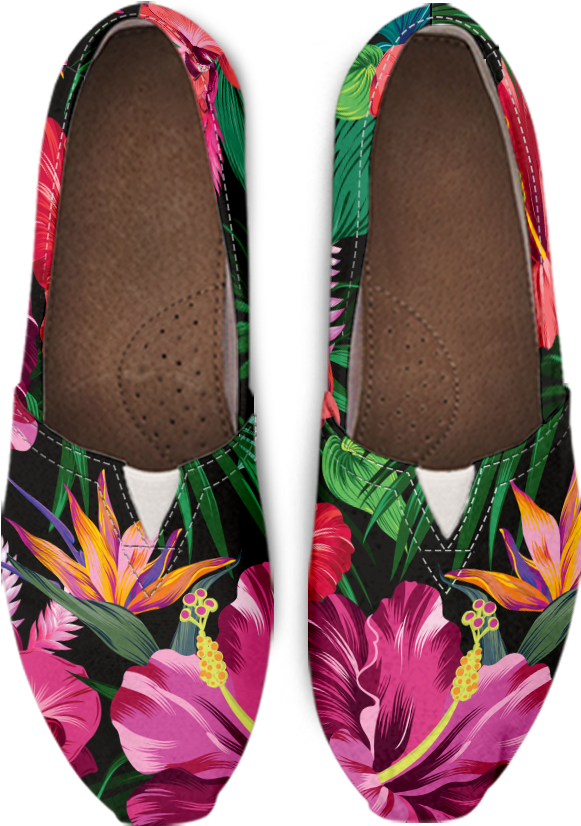 Floral Hibiscus Hawaiian Tropical Flower Women Casual - Shoe (1024x1024), Png Download