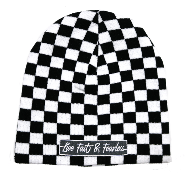 Live Fast & Fearless Embroidered Checkered Beanie - Checkered Beanie (600x600), Png Download