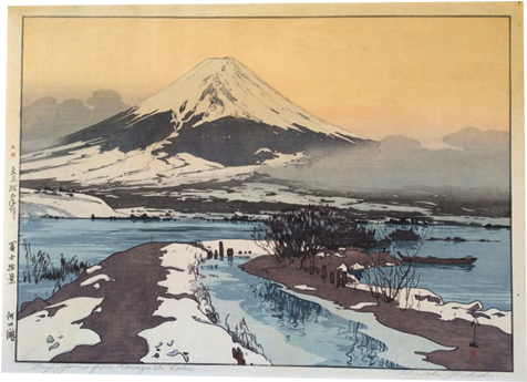 Japanese Prints - Mount Fuji From Lake Kawaguchi, From The Series Ten (500x500), Png Download
