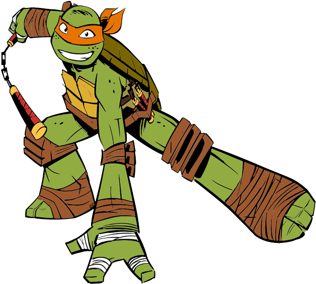 Turtle Clipart Michelangelo - Michelangelo Teenage Mutant Ninja Turtles Cartoon (643x579), Png Download