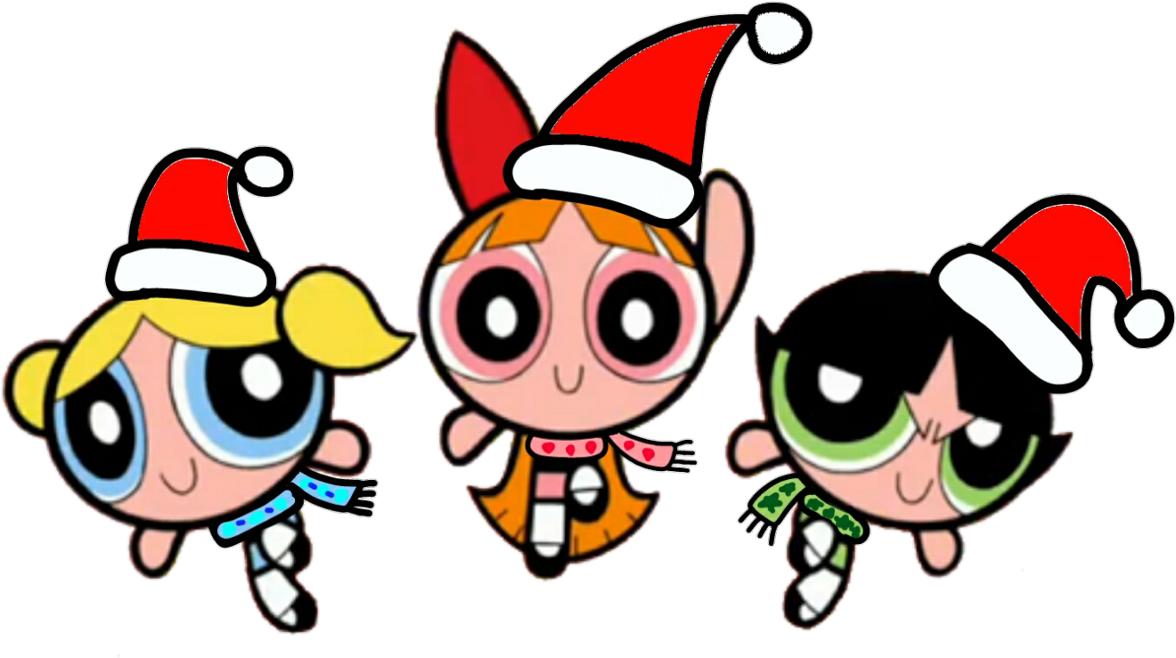 Powerpuff Girls Wear Christmas Hat And Winter Clothes - Dibujos De Las Chicas Superpoderosas Para Colorear (1381x778), Png Download