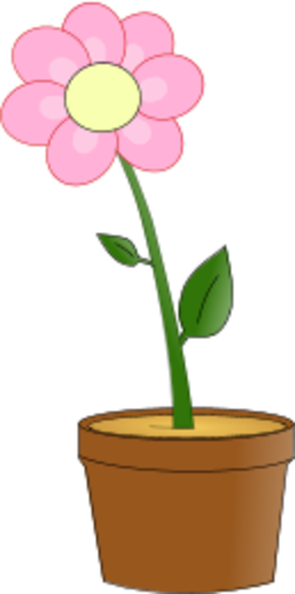 Pot Plant Clipart Planted Flower - Flower In A Pot Clipart (600x1209), Png Download