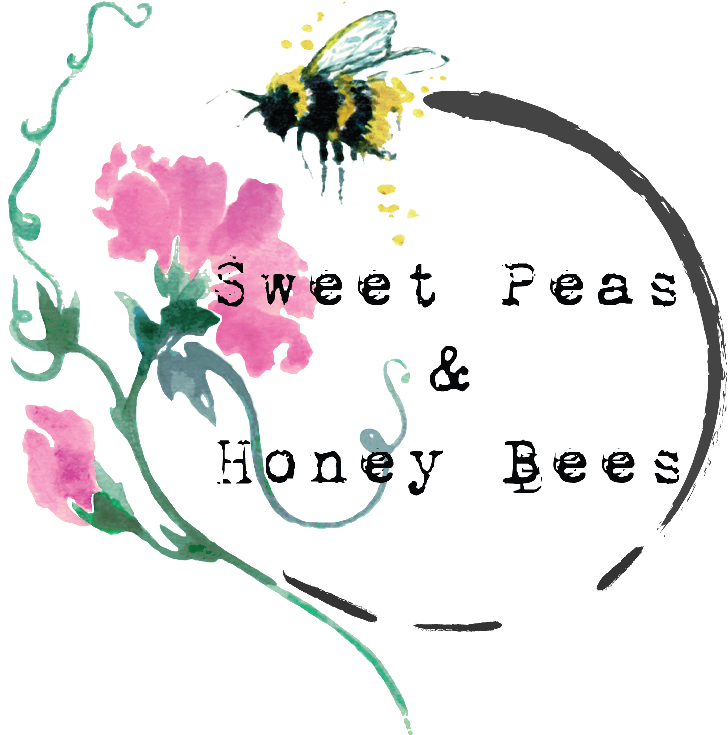 Sweet Peas & Honey Bees - Bee (1921x1504), Png Download