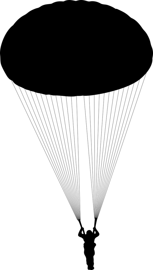 Parachute Silhouette Png (500x882), Png Download