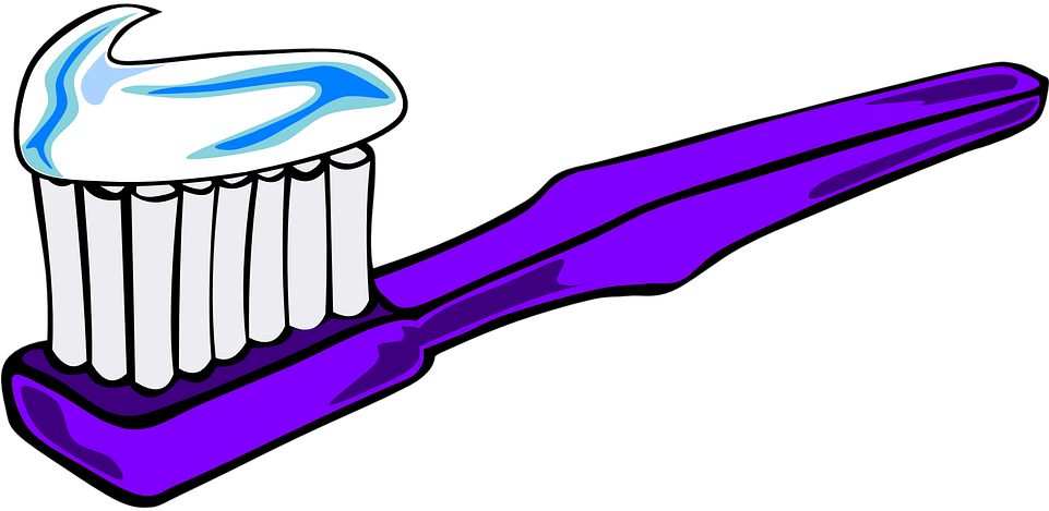 Brush Teeth Free Vector Graphic Brush Tooth Paste Dental - Purple Toothbrush Clipart (960x480), Png Download