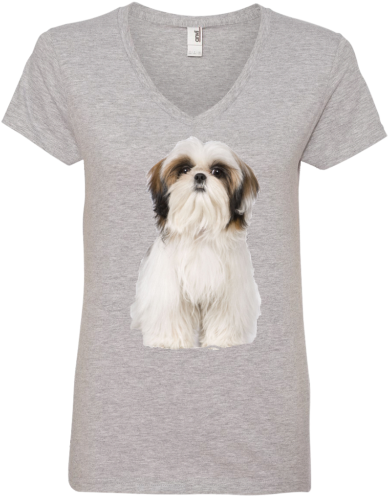 Shih Tzu Ladies' V-neck Tee - T-shirt (1024x1024), Png Download