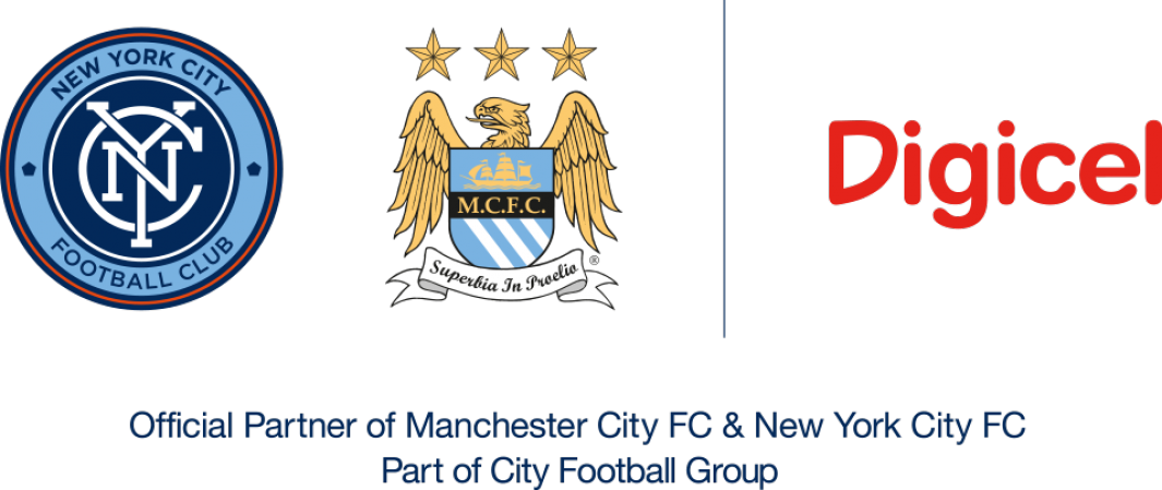 Digicel Partnership Lockup - New York City Fc And Manchester City (1065x449), Png Download