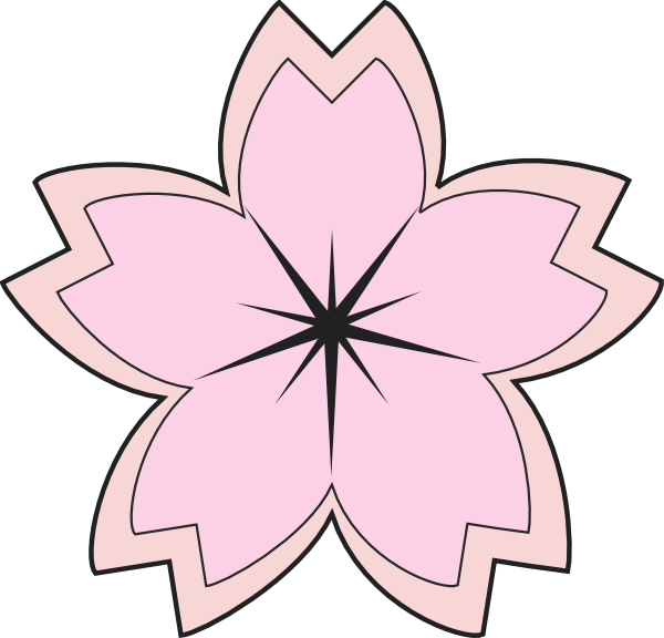 Salmon Pink Sakura Clip Art - Flower Clip Art Black And White Outline (600x576), Png Download