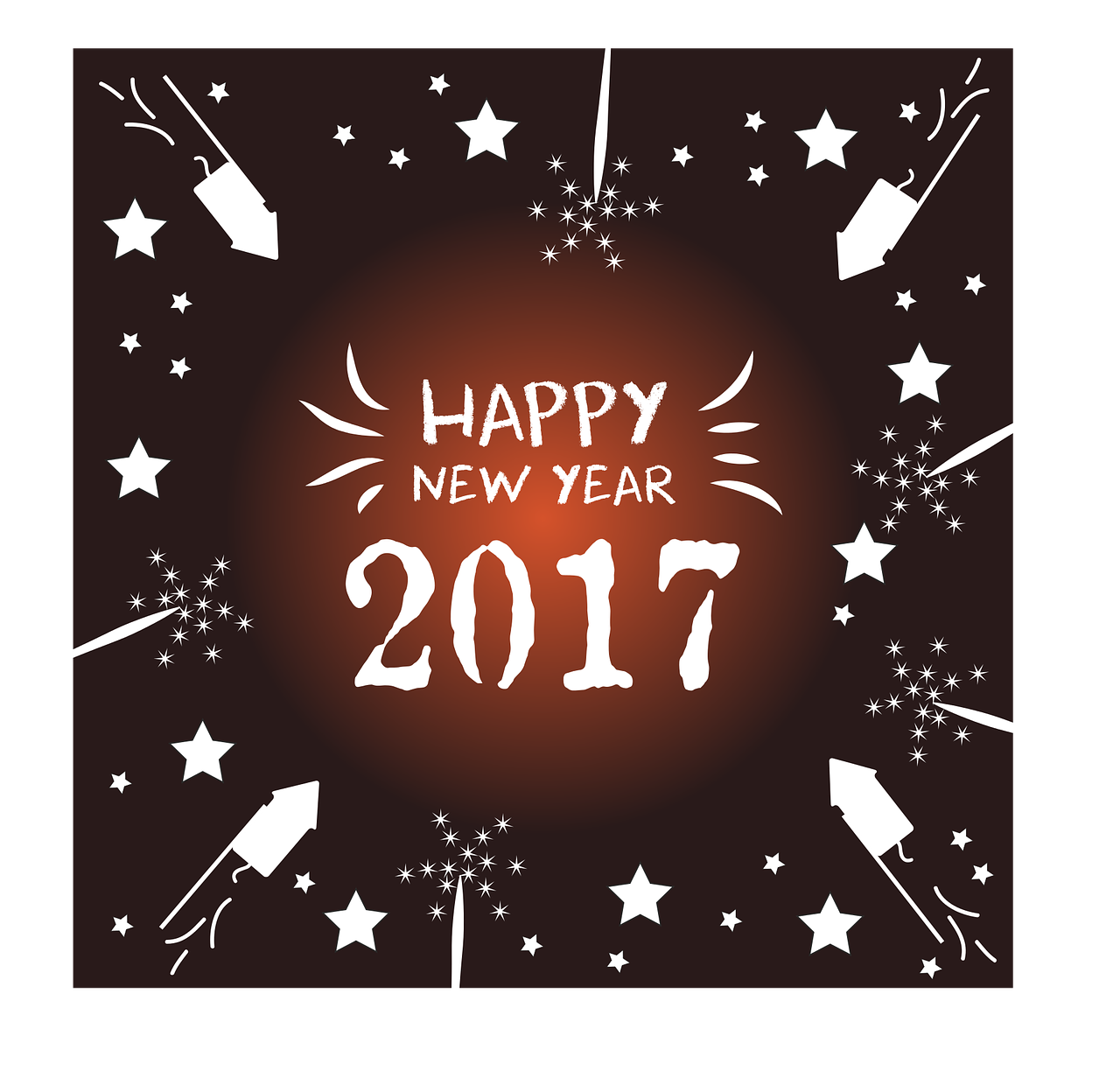 2017 Happy New Year 1 - Happy New Year 2017 Fireworks Karte (1280x1224), Png Download